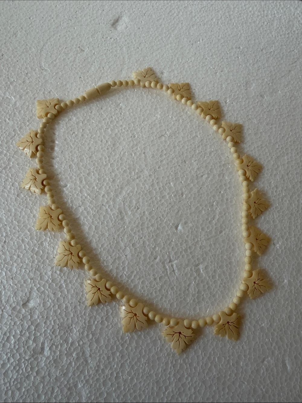 Carved Leaf Bead Necklace in Ivory - Women's Jewelry